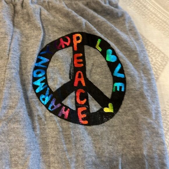 Lauren Moshi Girls Peace Love Harmony Grey Joggers - Picture 2 of 7